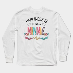 Happiness Is Being A Ninnie Wildflowers Valentines Mothers Day Long Sleeve T-Shirt